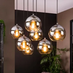 Zijlstra Allessandra hengelampe, 7 lyskilder, Ø 18 cm, røykgrå, glass Sale