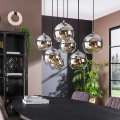 Zijlstra Allessandra hengelampe, 7 lyskilder, Ø 18 cm, røykgrå, glass Sale