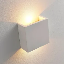 Lindby Anneke - firkantet LED-vegglampe i gips| Design- Og Hotellbelysning|Led-Innendørs
