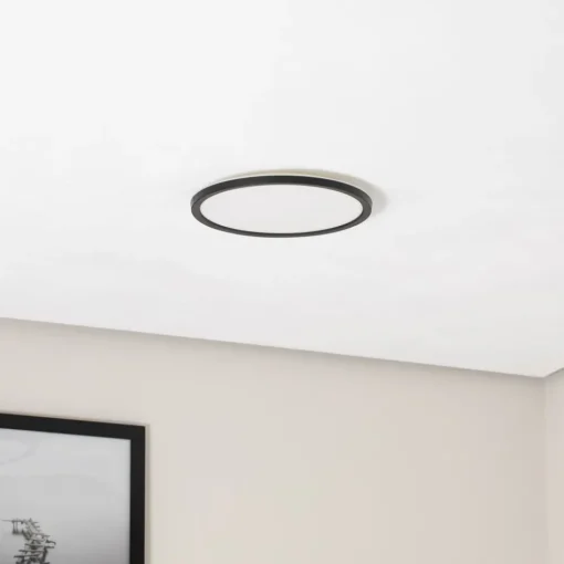 TK Lighting Aqua LED-panel, Ø 30 cm, svart, metall/plast, CCT dimbar| Kontorbelysning