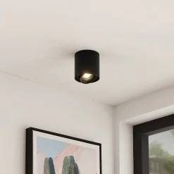 Arcchio downlight Walza, svart, metall, Ø 9,3 cm, GU10| Spotter I Tak|Taklamper