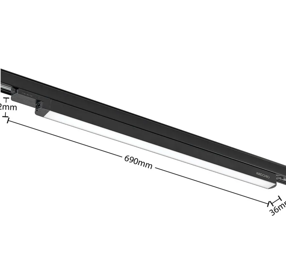 Arcchio Harlow LED-skinnelampe, svart, 69 cm, 4 000 K Hot