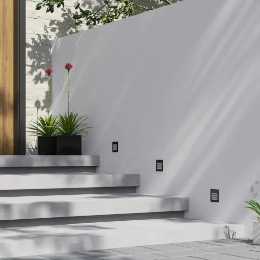 Arcchio LED innfelt vegglampe Zamo, lamell, svart, IP65| Kommersiell Utebelysning