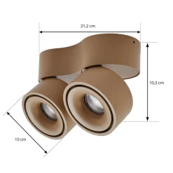 Arcchio LED-downlight Rotari, brun, 2 lyskilder, 8,9 W| Spotter I Tak