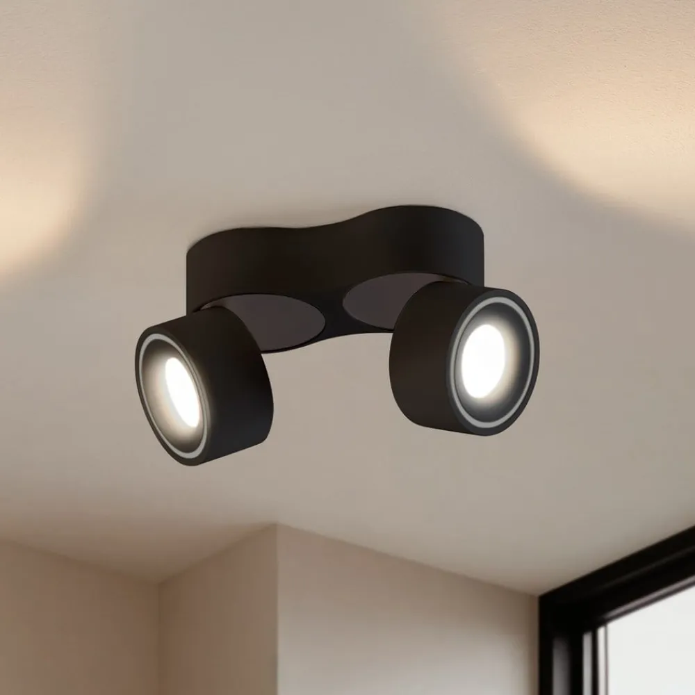 Arcchio LED-downlight Rotari, 1960lm, 2 lyskilder, svart| Led-Innendørs
