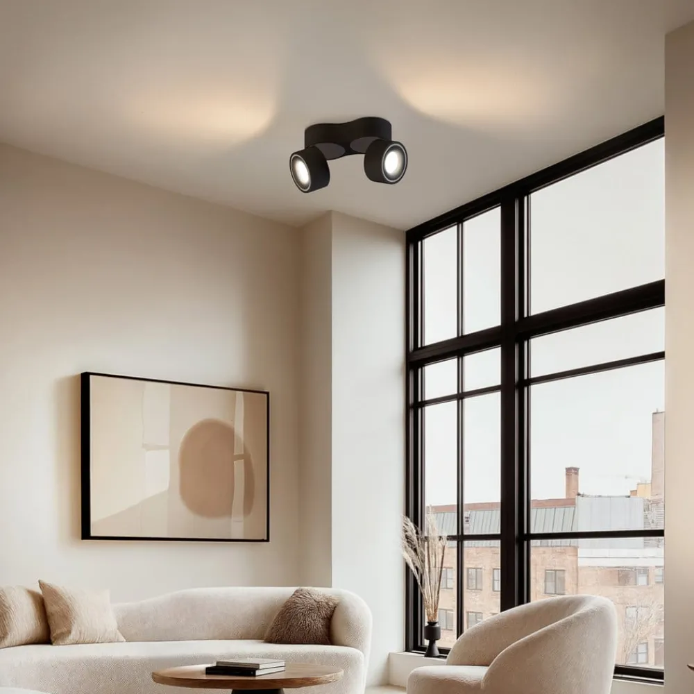 Arcchio LED-downlight Rotari, 1960lm, 2 lyskilder, svart| Led-Innendørs