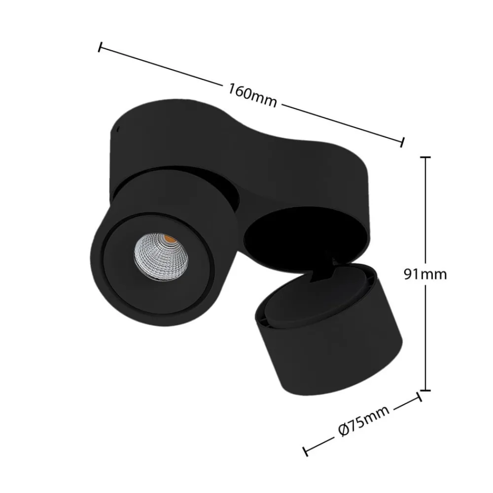 Arcchio LED-downlight Rotari, 1960lm, 2 lyskilder, svart| Led-Innendørs