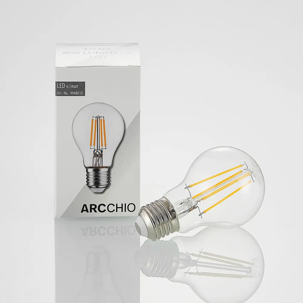 Arcchio LED-filamentpære, E27, 6,5 W, klar, 2 700 K Clearance