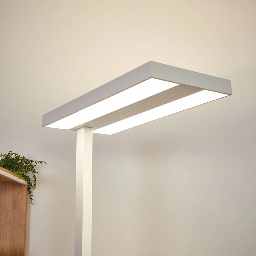 Arcchio LED-gulvlampe Logan Basic, hvit, 6 000 lm, dimbar| Kontorbelysning|Led-Innendørs