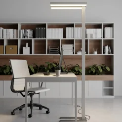 Arcchio LED-gulvlampe Logan Basic, sølv, 6 000 lm, dimbar| Led-Innendørs|Gulvlamper