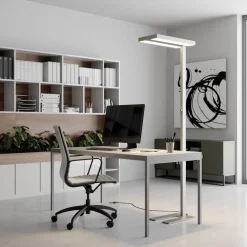 Arcchio LED-gulvlampe Logan Basic, sølv, 6 000 lm, dimbar| Led-Innendørs|Gulvlamper