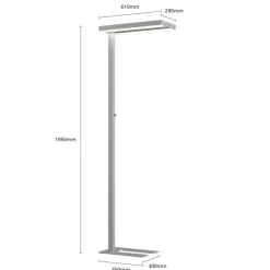 Arcchio LED-gulvlampe Logan Basic, sølv, 6 000 lm, dimbar| Led-Innendørs|Gulvlamper