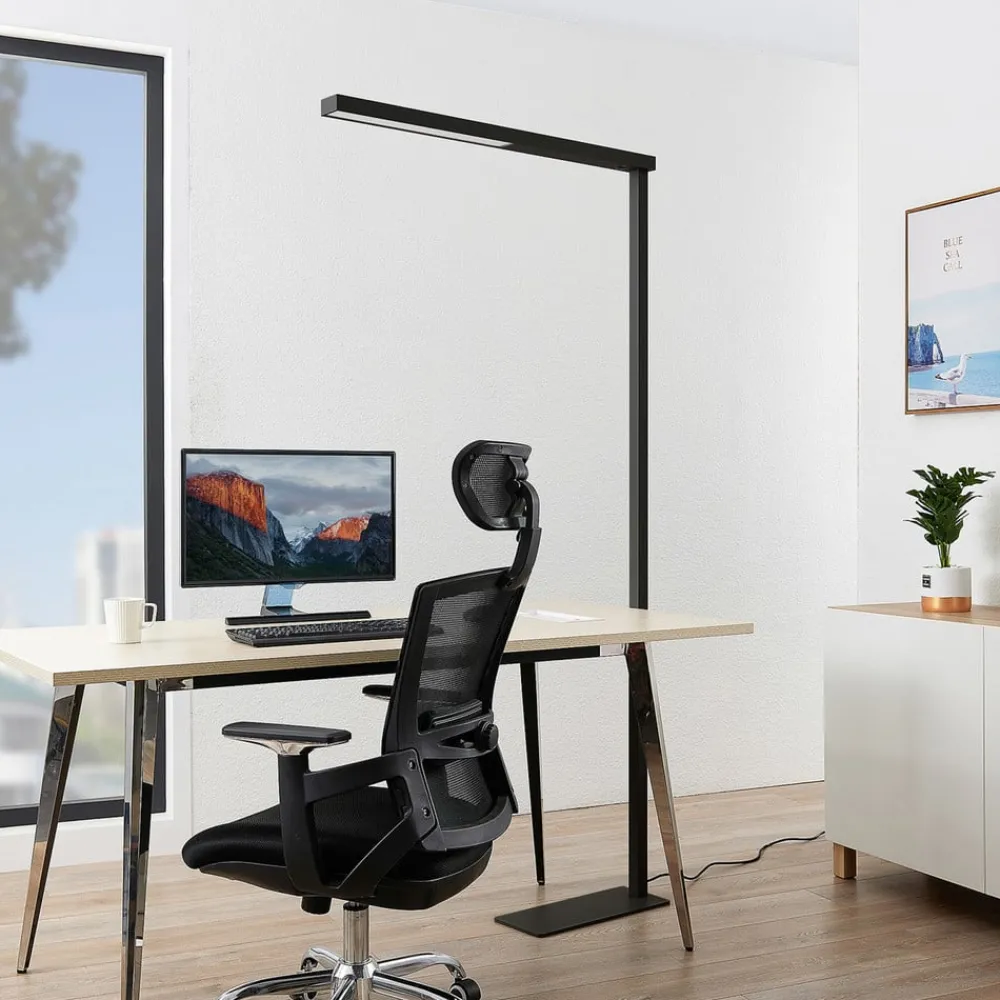 Arcchio LED-gulvlampe til kontor Tamilo, svart, metall, 194 cm| Gulvlamper