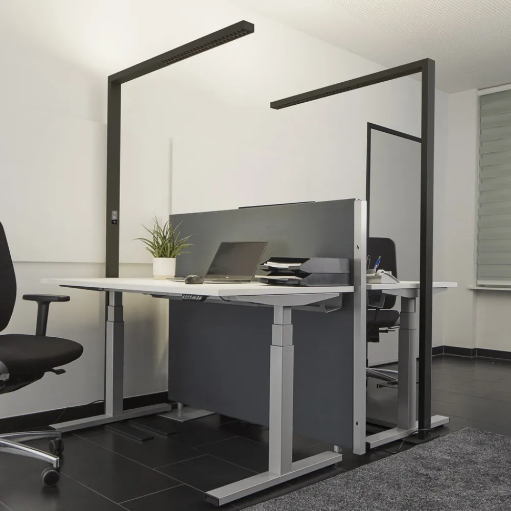 Arcchio LED-gulvlampe til kontor Jolinda, sett med 2, svart, 4 000K Online