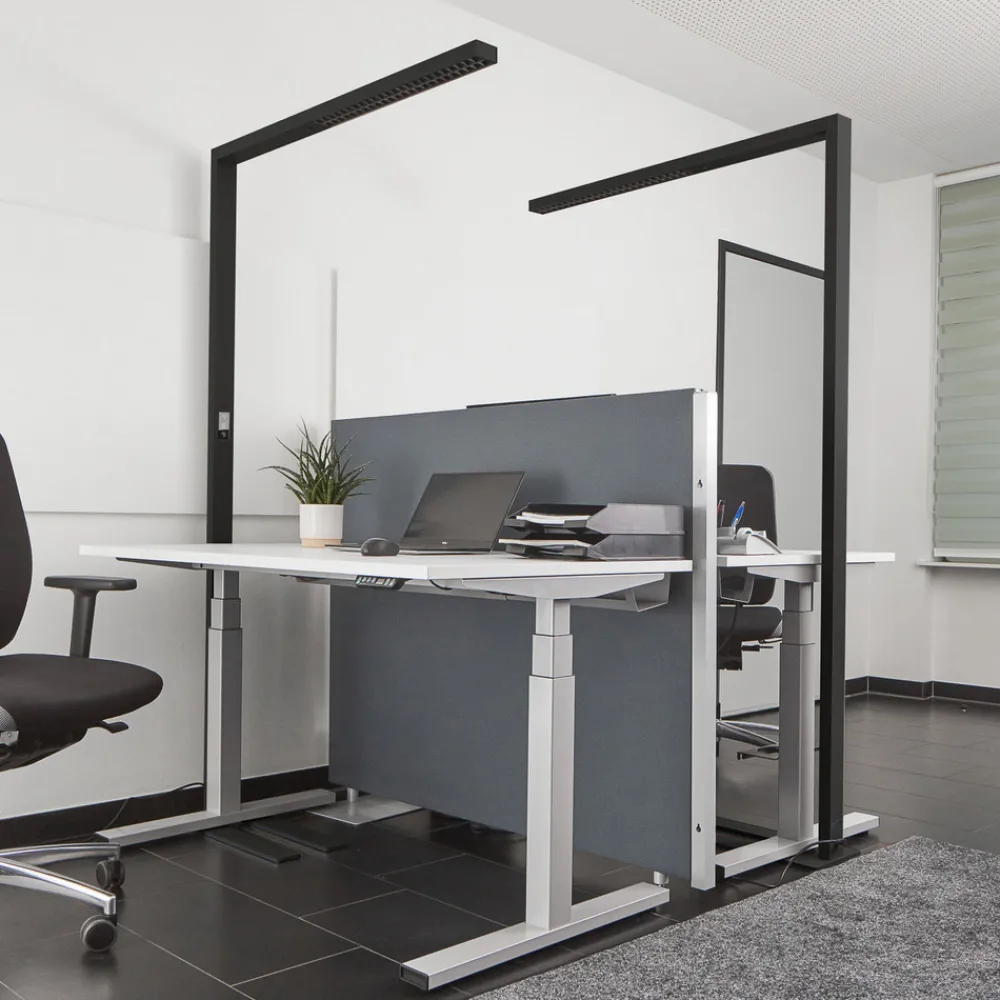 Arcchio LED-gulvlampe til kontor Jolinda, sett med 2, svart, 4 000K Online