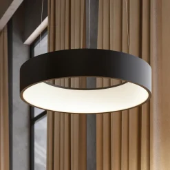 Arcchio LED-hengelampe Aleksi, Ø 45 cm, svart, metall, CCT Outlet