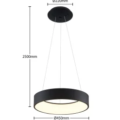 Arcchio LED-hengelampe Aleksi, Ø 45 cm, svart, metall, CCT Outlet