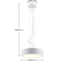 Arcchio LED-hengelampe Noabelle, Ø 40 cm, hvit, metall| Butikkbelysning