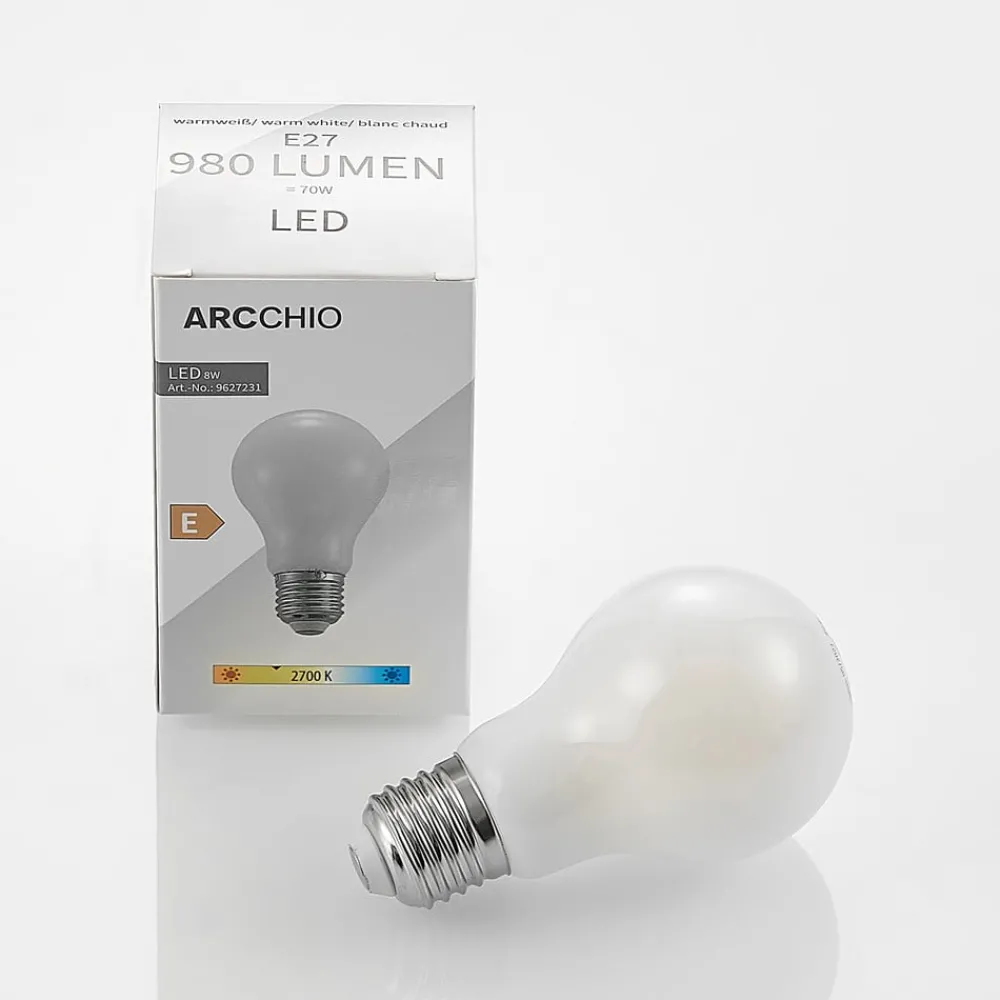 Arcchio LED-pære E27 8W 2 700K dimbar, opal| E27 Pærer|Dimbar Led-Pære