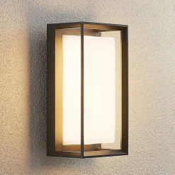 Arcchio LED-vegglampe Ismera, antrasitt/opal, IP65, glass| Kommersiell Utebelysning|Led-Utendørs