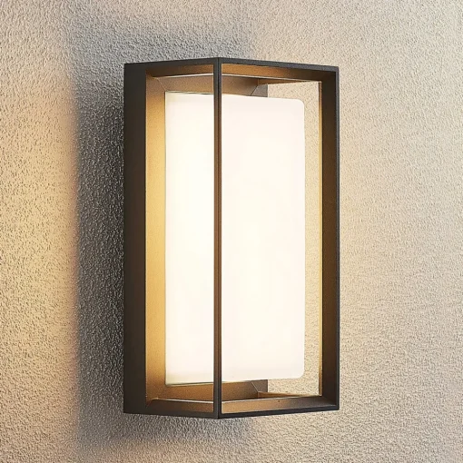 Arcchio LED-vegglampe Ismera, antrasitt/opal, IP65, glass| Kommersiell Utebelysning|Led-Utendørs