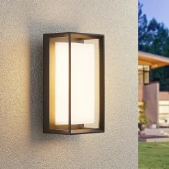 Arcchio LED-vegglampe Ismera, antrasitt/opal, IP65, glass| Kommersiell Utebelysning|Led-Utendørs