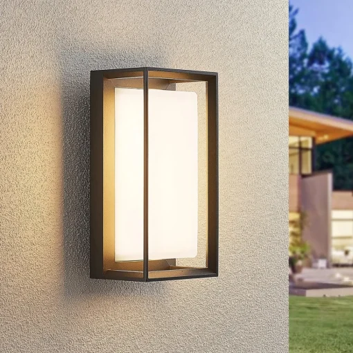 Arcchio LED-vegglampe Ismera, antrasitt/opal, IP65, glass| Kommersiell Utebelysning|Led-Utendørs