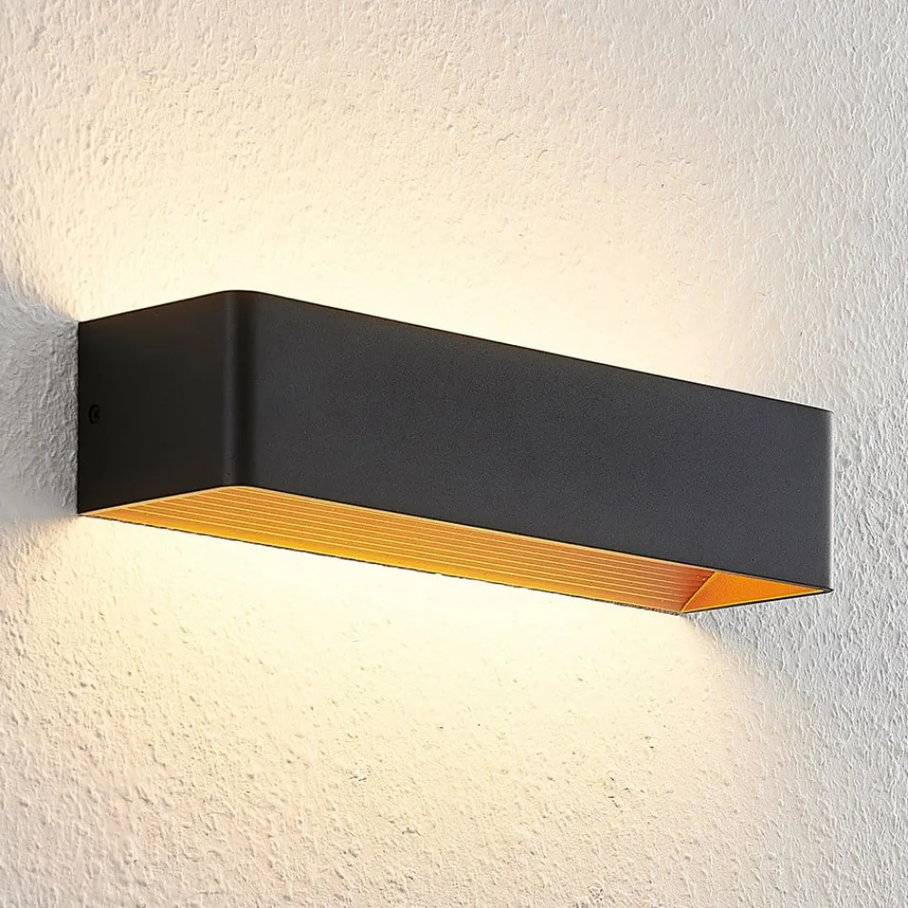Arcchio LED-vegglampe Karam, 37 cm, svart, metall, opp/ned| Design- Og Hotellbelysning|Led-Innendørs