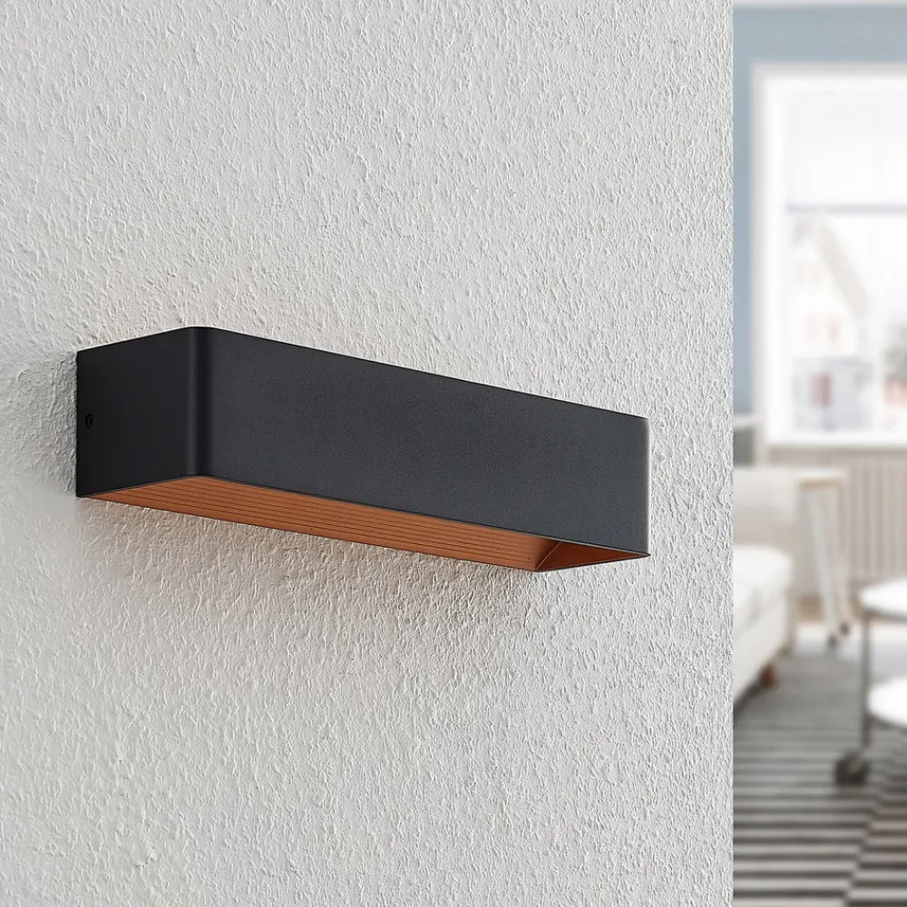 Arcchio LED-vegglampe Karam, 37 cm, svart, metall, opp/ned| Design- Og Hotellbelysning|Led-Innendørs