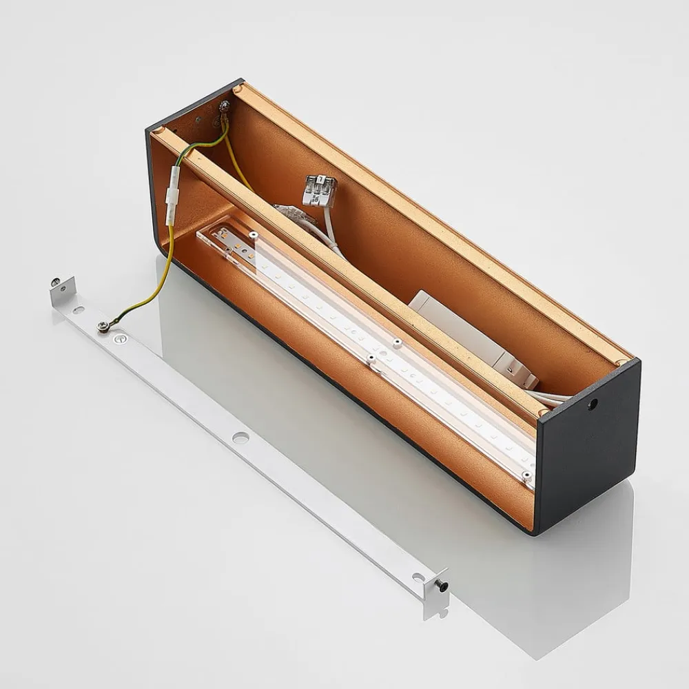 Arcchio LED-vegglampe Karam, 37 cm, svart, metall, opp/ned| Design- Og Hotellbelysning|Led-Innendørs