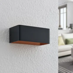 Arcchio LED-vegglampe Karam, 20 cm, svart, metall, opp/ned| Design- Og Hotellbelysning|Led-Innendørs