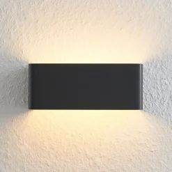 Arcchio LED-vegglampe Karam, 20 cm, svart, metall, opp/ned| Design- Og Hotellbelysning|Led-Innendørs
