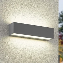 Arcchio LED-vegglampe Lengo, 25 cm, grå, 2 lyskilder, CCT| Kommersiell Utebelysning|Terrassebelysning