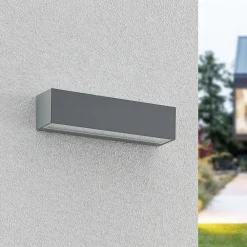 Arcchio LED-vegglampe Lengo, 25 cm, grå, 2 lyskilder, CCT| Kommersiell Utebelysning|Terrassebelysning