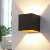 Arcchio LED-vegglampe Zuzana, kantet, svart, 10 cm bred| Design- Og Hotellbelysning