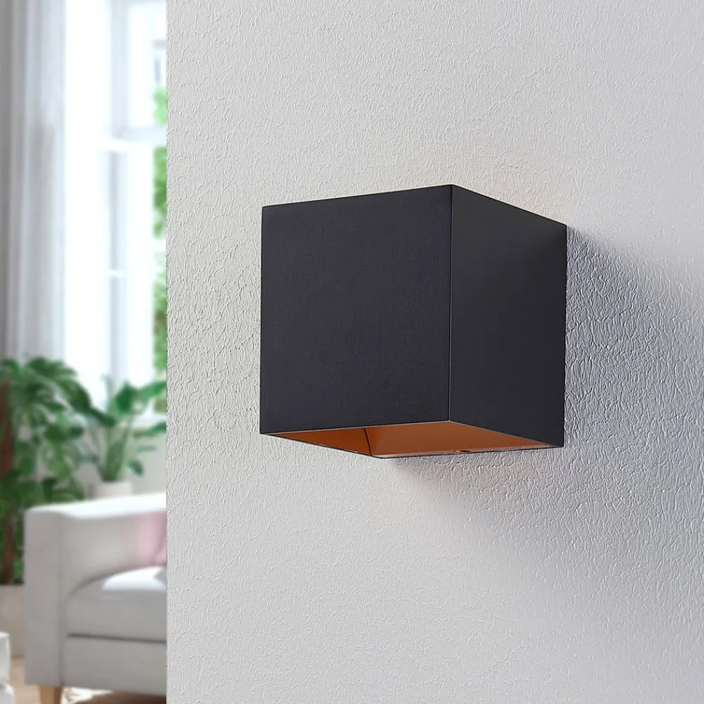 Arcchio LED-vegglampe Zuzana, kantet, svart, 10 cm bred| Design- Og Hotellbelysning