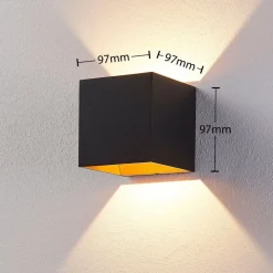 Arcchio LED-vegglampe Zuzana, kantet, svart, 10 cm bred| Design- Og Hotellbelysning