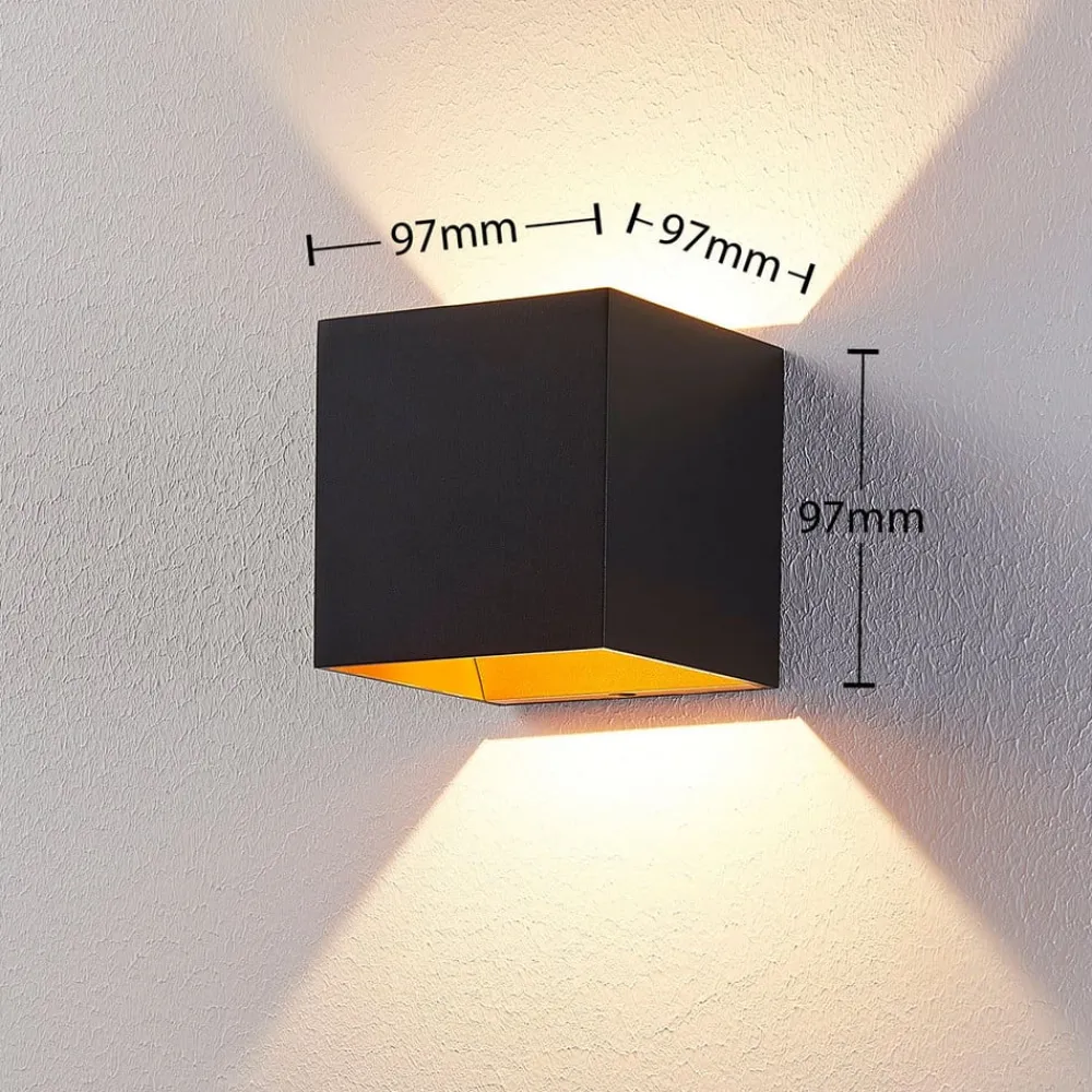 Arcchio LED-vegglampe Zuzana, kantet, svart, 10 cm bred| Design- Og Hotellbelysning