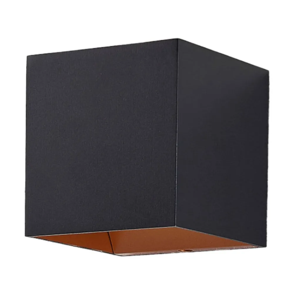 Arcchio LED-vegglampe Zuzana, kantet, svart, 10 cm bred| Design- Og Hotellbelysning