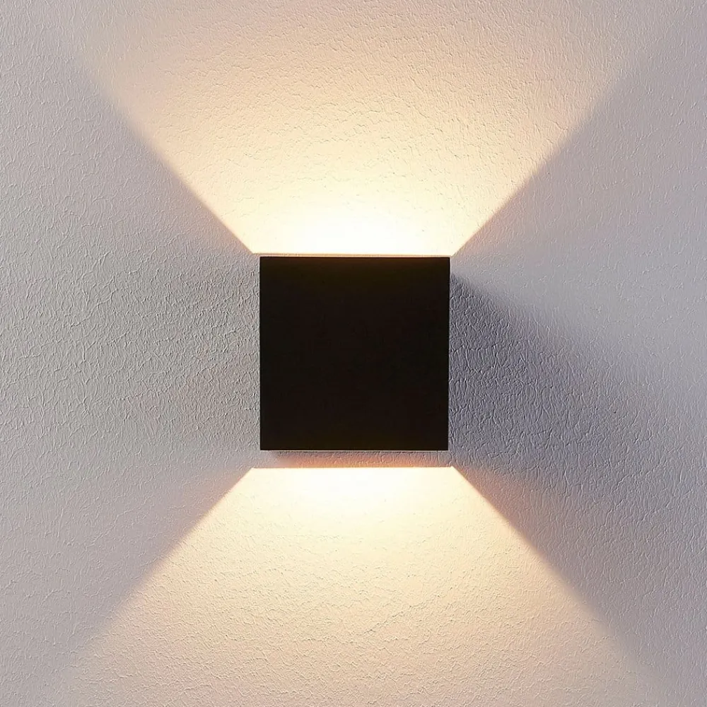 Arcchio LED-vegglampe Zuzana, kantet, svart, 10 cm bred| Design- Og Hotellbelysning