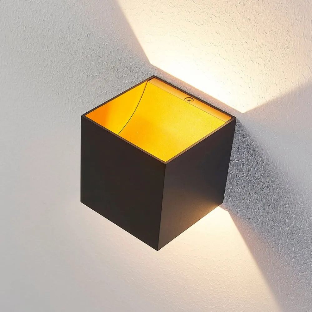 Arcchio LED-vegglampe Zuzana, kantet, svart, 10 cm bred| Design- Og Hotellbelysning