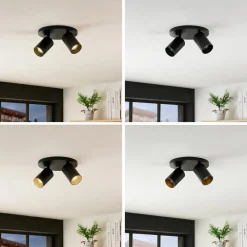 Arcchio spotlight Brinja, svart, rund, Ø 6 cm, 2 lyskilder, GU10 Online