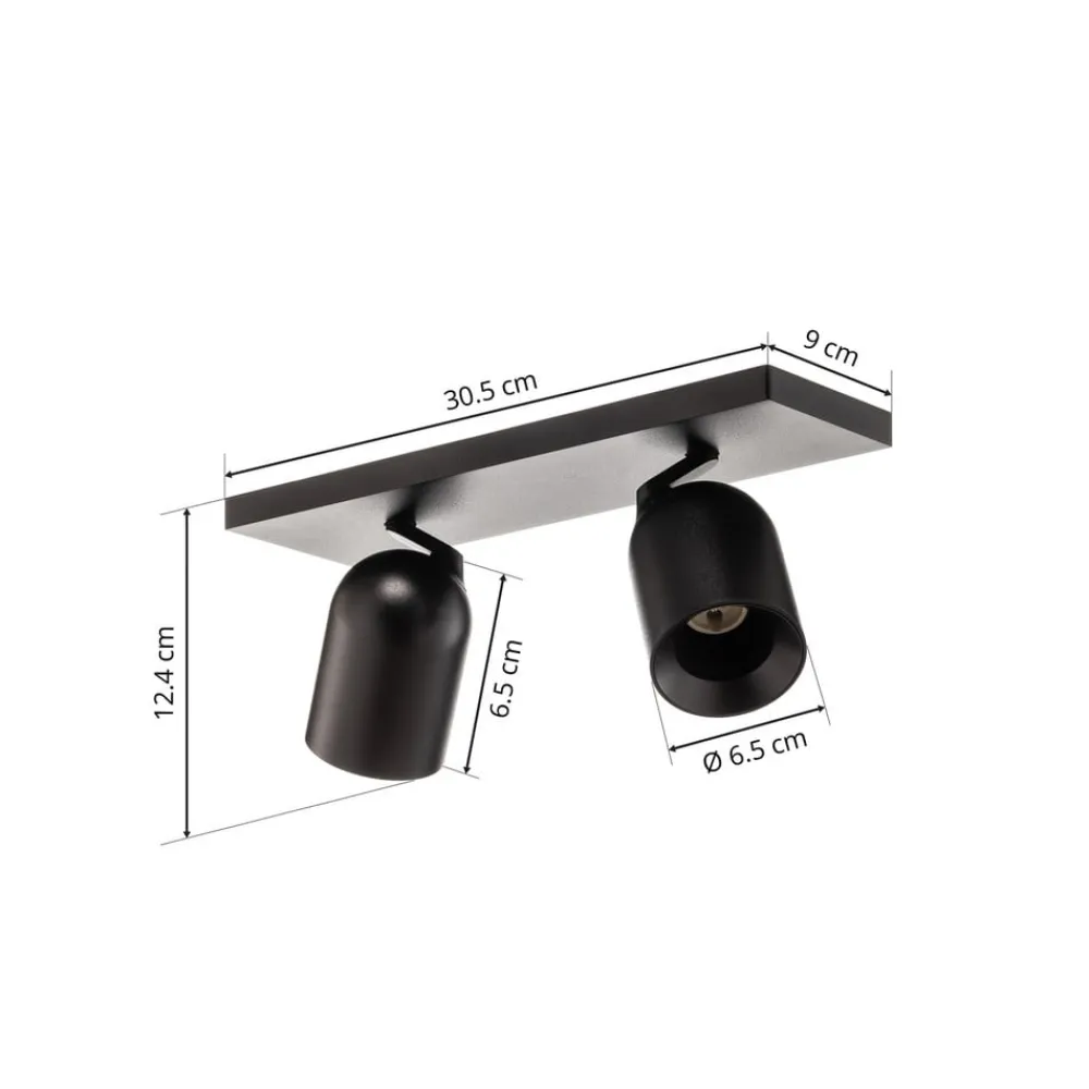 Arcchio spotlight Brinja, svart, kantet, Ø 7 cm, 2 lyskilder, GU10| Kontorbelysning