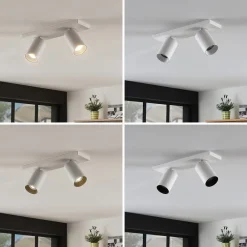 Arcchio spotlight Brinja, hvit, kantet, Ø 6 cm, 2 lyskilder, GU10| Butikkbelysning|Design- Og Hotellbelysning