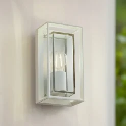 Arcchio utendørs vegglampe Ismera, hvit, IP65, glass, E27 Hot