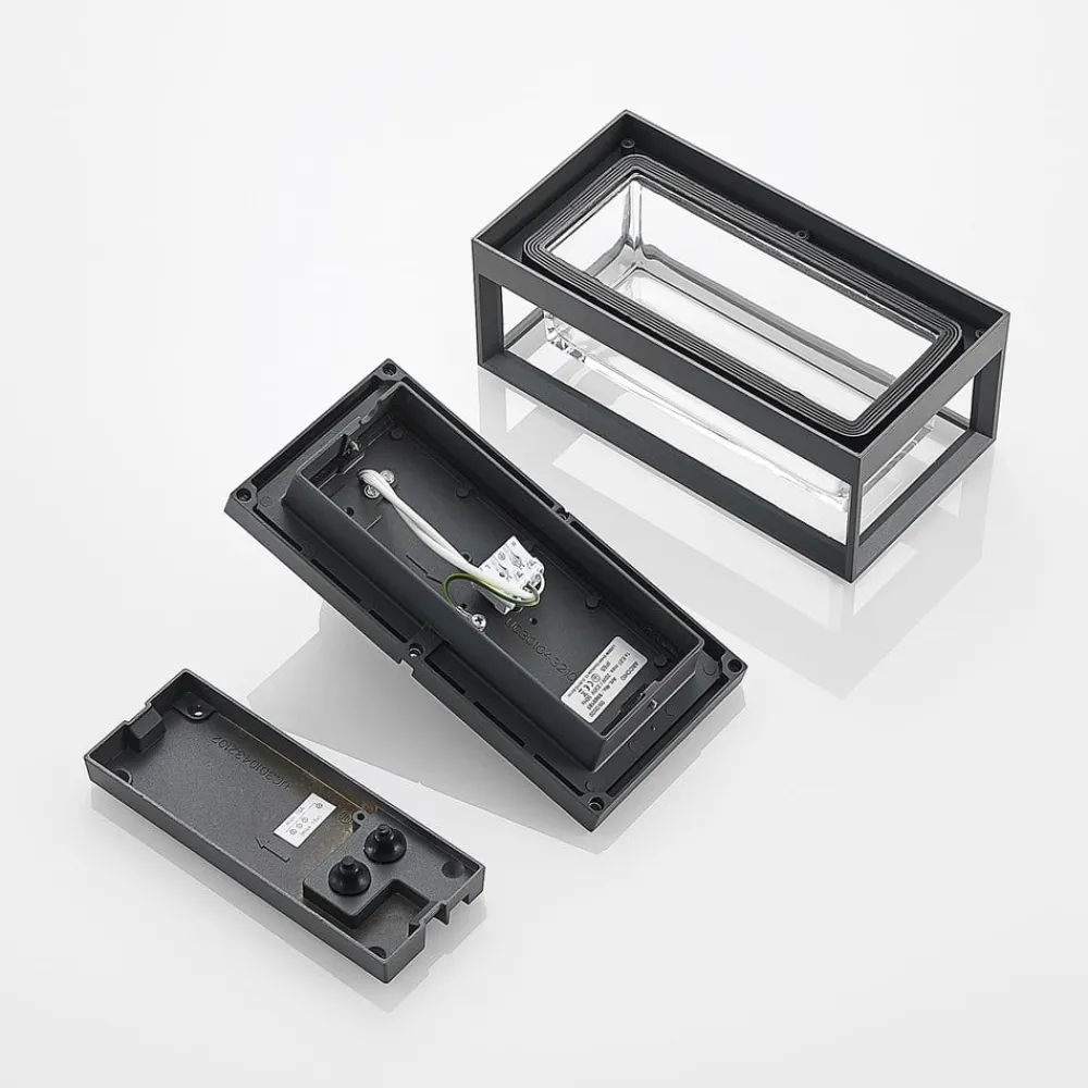 Arcchio utendørs vegglampe Ismera, antrasitt/klar, IP65, glass| Terrassebelysning|Vegglamper Utendørs