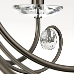 ORION Ariane lysekrone, nikkel, Ø 67,5 cm, krystall, 5 lyskilder.| Lysekroner