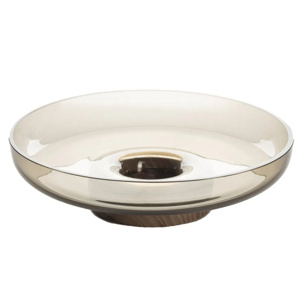 Artemide Bontà skål, grå, Ø 26 cm, glass, tre New