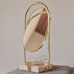 AYTM Angui bordspeil, gull, høyde 35 cm, glass, marmor| Møbel Og Interiør