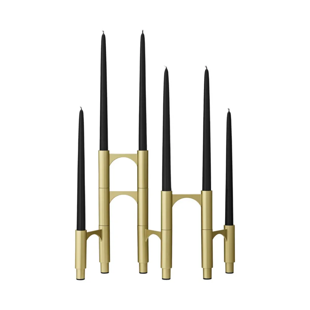 AYTM Compono lysestake, gull, h 12 cm, aluminium, sett med 3 stk Best